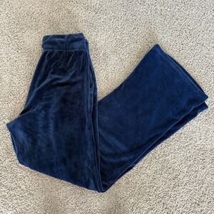 Refuge Athletics Womens Navy Blue Velour Wide Leg Lounge Pants‎ Small Drawstring